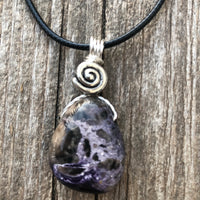 Fluorite with Opal for Protection, Higher Consciousness, and Intuition. Swirl to Signify Consciousness. 18 inch Cable