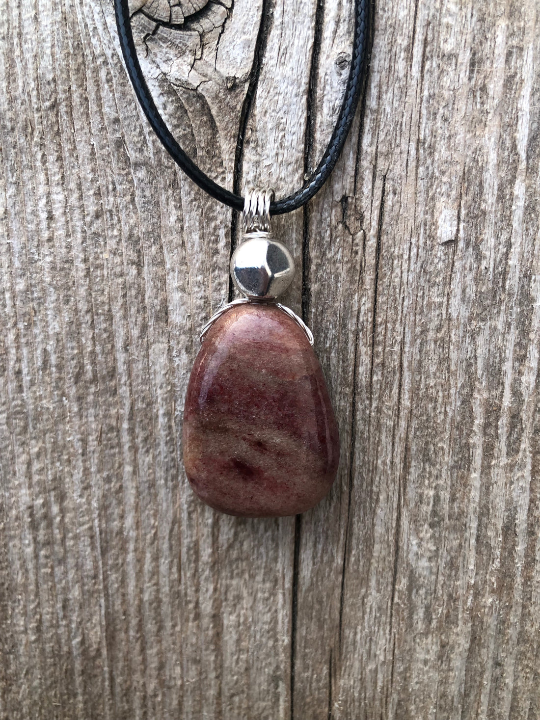 Piemontite Necklace for Joy and Spiritual Growth. Pewter Accent.