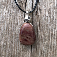 Piemontite Necklace for Joy and Spiritual Growth. Pewter Accent.