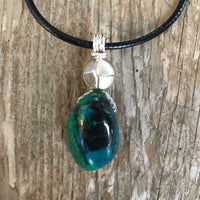 Chrysocolla for Release and Positivity. Pewter Accent.