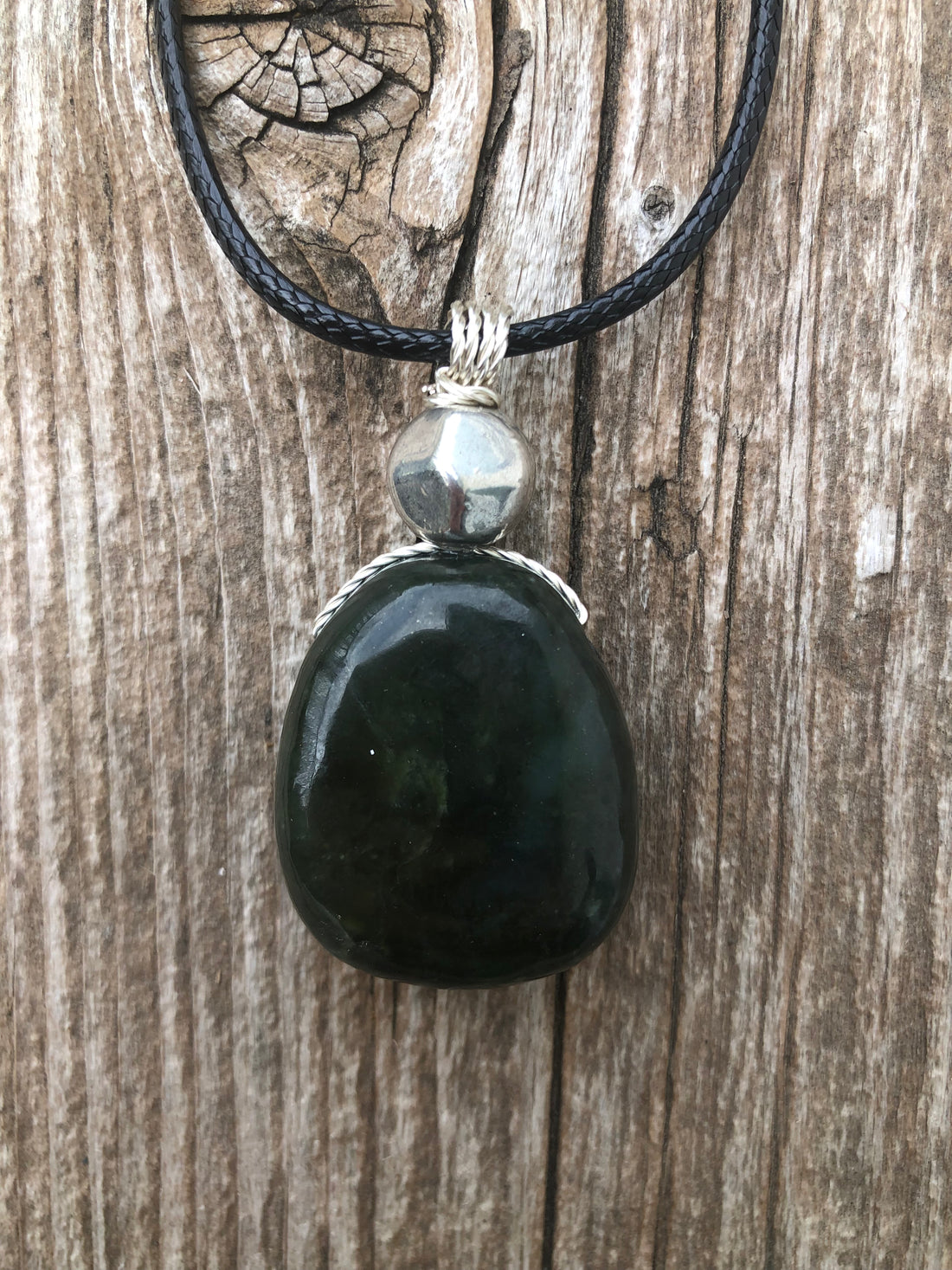 Nephrite Jade For Protection, Self-Confidence and Awareness. Pewter Accent Piece.