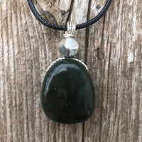 Nephrite Jade For Protection, Self-Confidence and Awareness. Pewter Accent Piece.