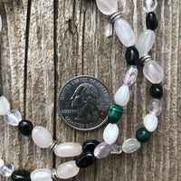Rose Quartz, Amethyst, Malachite with Tourmaline and Moonstone Bracelet/Necklace
