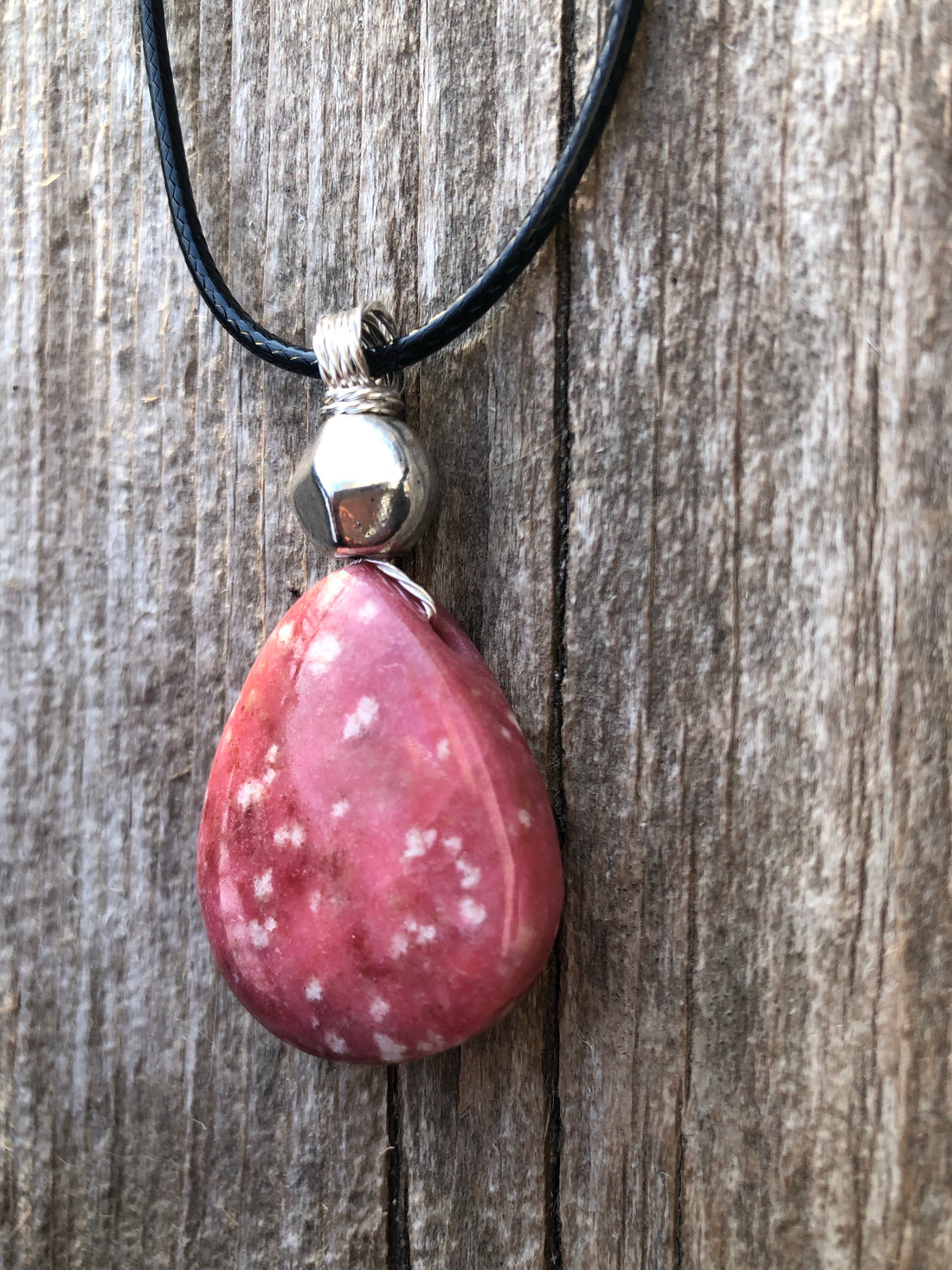 Thulite for Regeneration & Love. Pewter Accent.