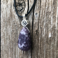 Lepidolite for Quiet and Stability. Swirl for Higher Consciousness and Black Cable