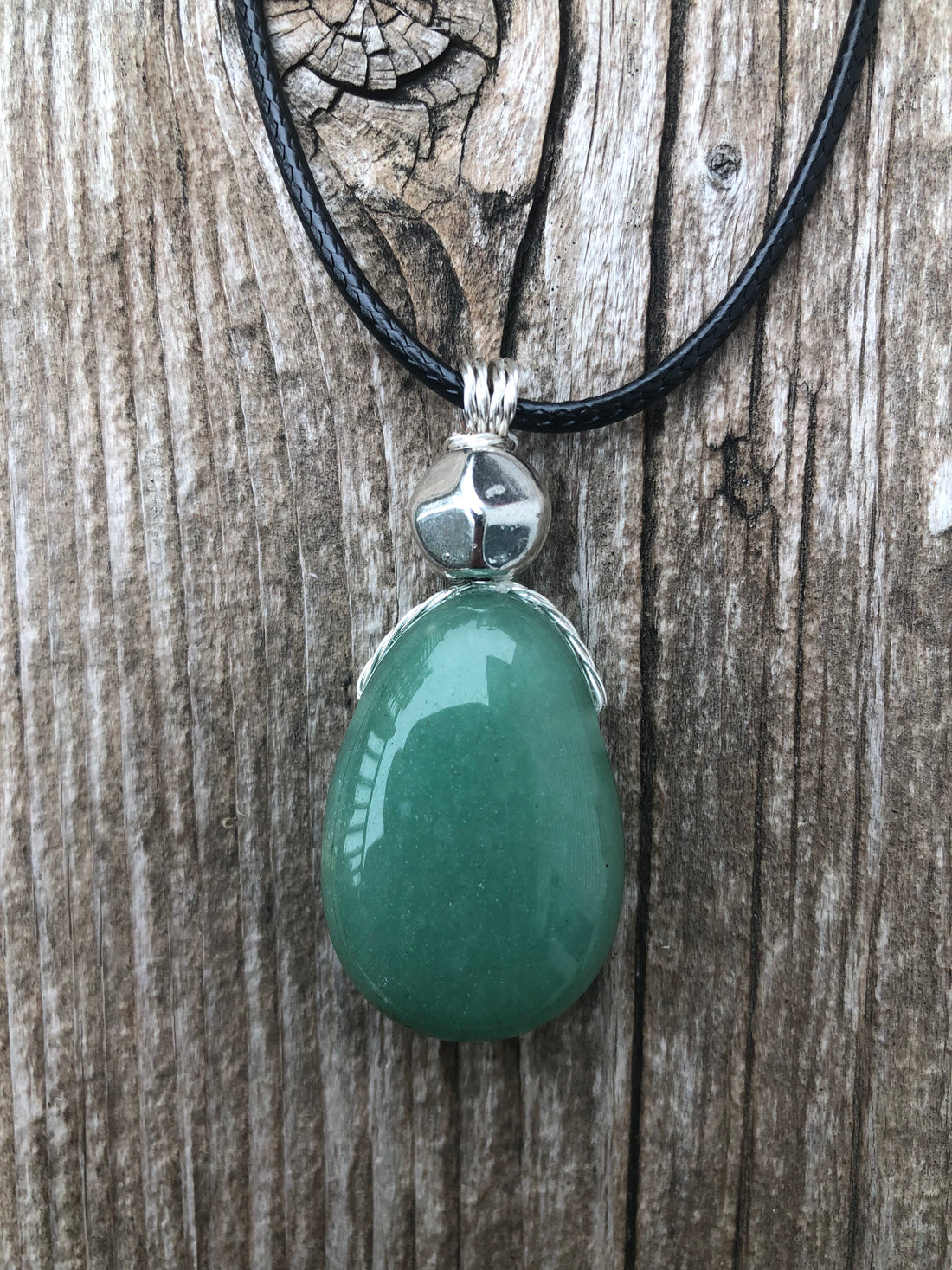 Green Aventurine Necklace for Luck and Joy. Pewter Accent.