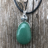 Green Aventurine Necklace for Luck and Joy. Pewter Accent.