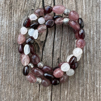 Strawberry Quartz with Garnet and Rose Quartz for Divine Love, Opening the Heart Chakra, and Forgiveness.