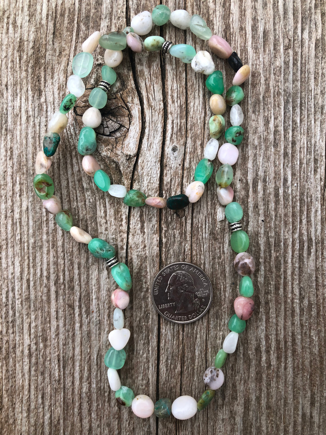 Chrysoprase, Pink Opal, Moonstone & Chrysocolla Wrap Bracelet for Heart Centered Awareness