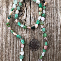 Chrysoprase, Pink Opal, Moonstone & Chrysocolla Wrap Bracelet for Heart Centered Awareness