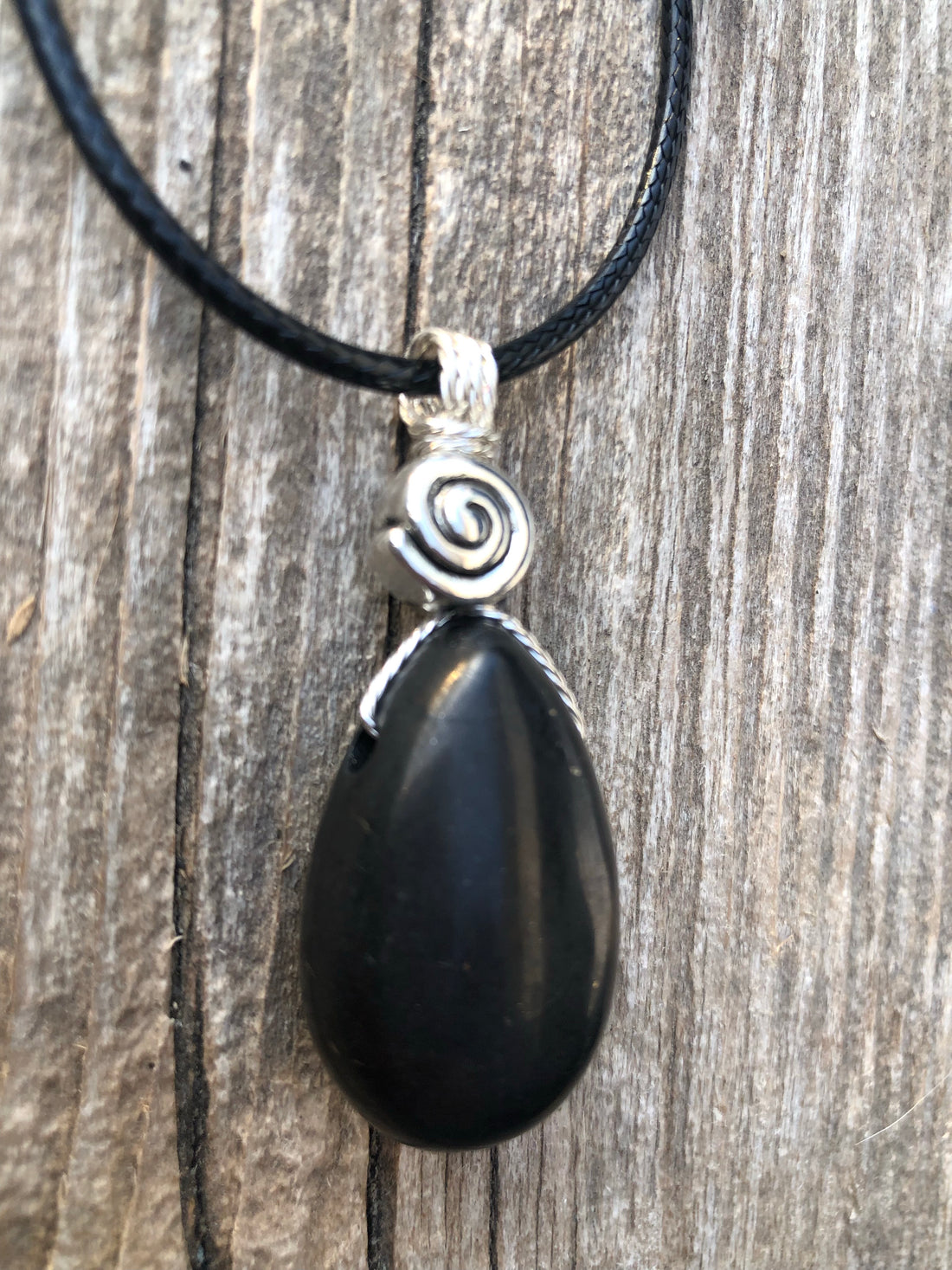 Shungite Necklace for Protection. Swirl Signifies Consciousness