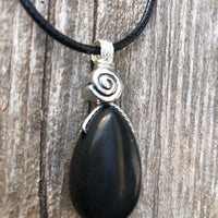 Shungite Necklace for Protection. Swirl Signifies Consciousness