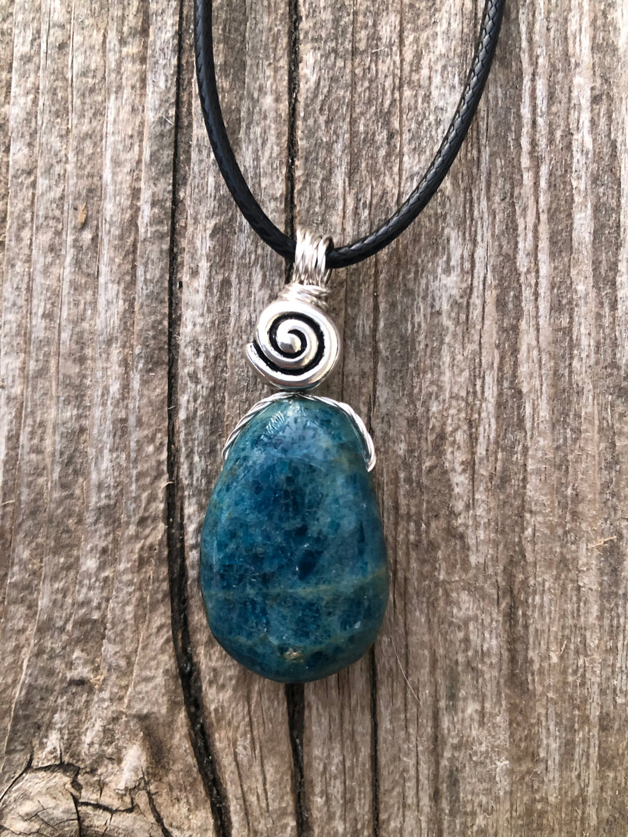 Apatite Necklace for Stability and Manifestation. Swirl to Signify Consciousness.