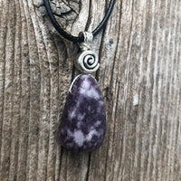 Lepidolite for Quiet and Stability. Swirl for Higher Consciousness and Black Cable