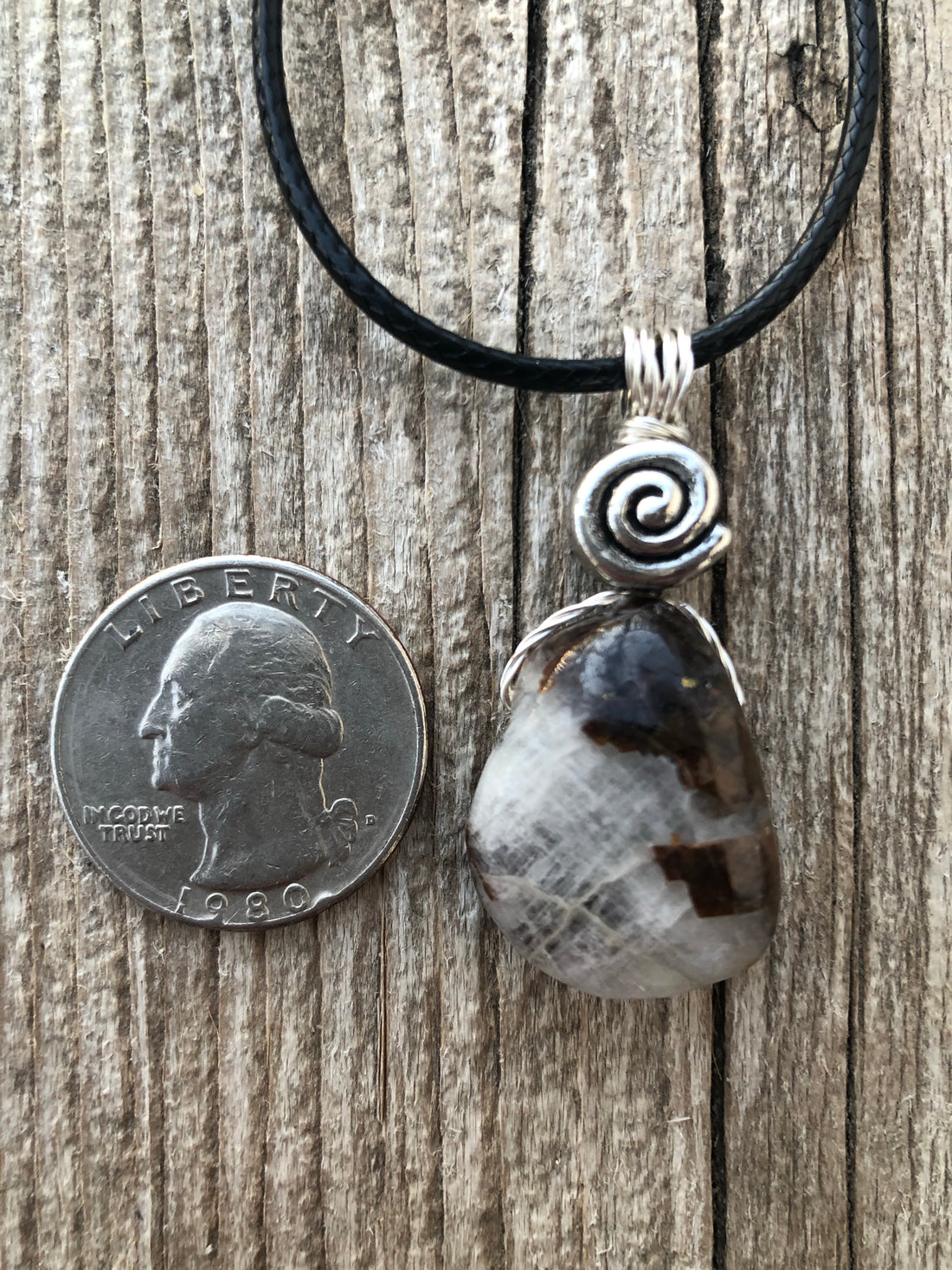 Siderite in Cryolite for Opening Chakras, Positivity, and Intuition. Swirl to Signify Consciousness. 18 inch Cable Included.