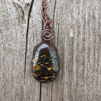 Tiger Iron Pendant for Vitality and Support Through Transitional Periods. Swirl Signifies Consciousness