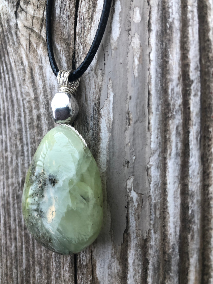 Prehnite Necklace for Intuition and Communication.