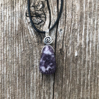 Lepidolite for Quiet and Stability. Swirl for Higher Consciousness and Black Cable