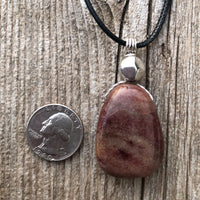 Piemontite Necklace for Joy and Spiritual Growth. Pewter Accent.