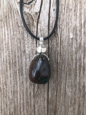 Zaranite for Awakening, Protection and Inner Peace. Pewter Accent. 18 inch Cable Included.
