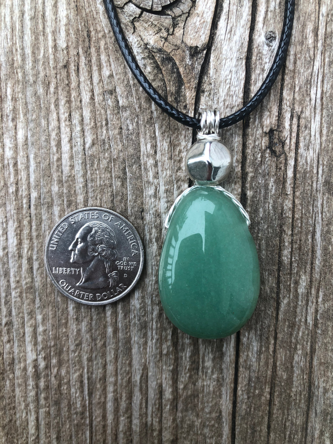 Green Aventurine Necklace for Luck and Joy. Pewter Accent.