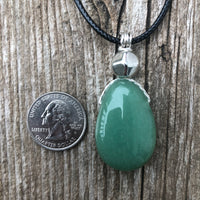 Green Aventurine Necklace for Luck and Joy. Pewter Accent.