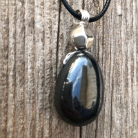 Hematite Necklace for Grounding and Willpower. Accent Piece is Pewter.