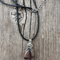 Chiastolite Pendant for Protection and Rebirth. Black cable and Swirl for Higher Consciousness.