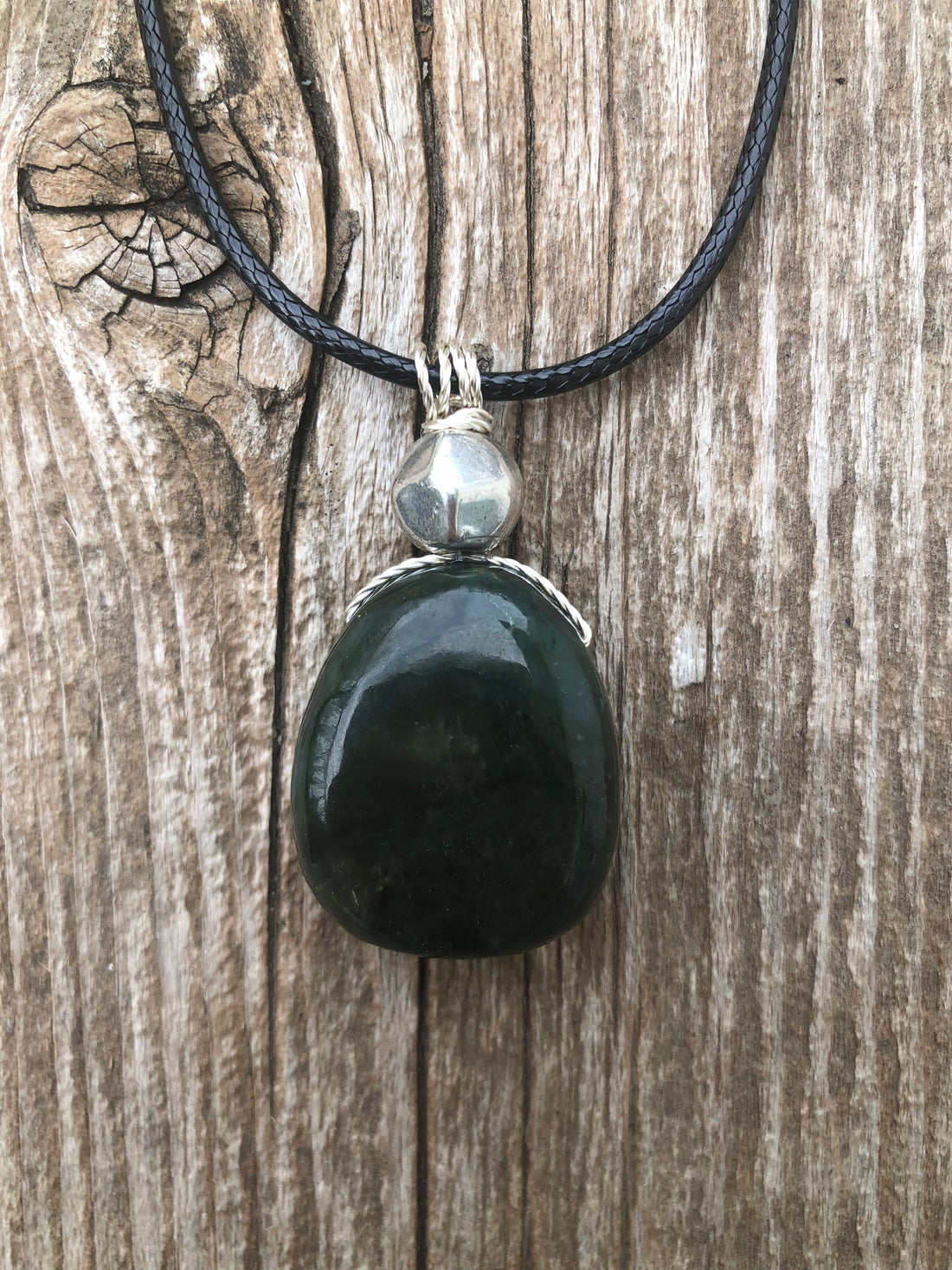 Nephrite Jade For Protection, Self-Confidence and Awareness. Pewter Accent Piece.