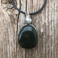 Nephrite Jade For Protection, Self-Confidence and Awareness. Pewter Accent Piece.