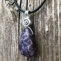 Lepidolite for Quiet and Stability. Swirl for Higher Consciousness and Black Cable