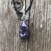 Lepidolite for Quiet and Stability. Swirl for Higher Consciousness and Black Cable