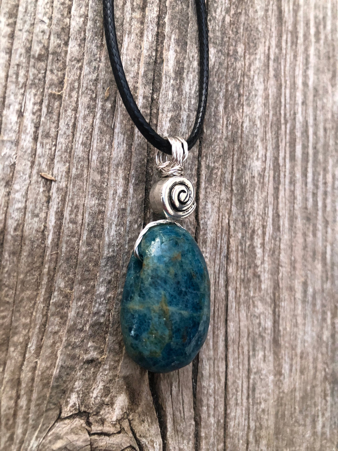 Apatite Necklace for Stability and Manifestation. Swirl to Signify Consciousness.