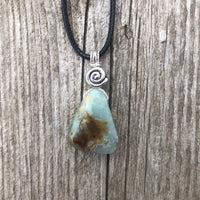 Chrysoprase for Truth, Hope and Peace. Swirl to Signify Consciousness. 18 Inch Cable Included.