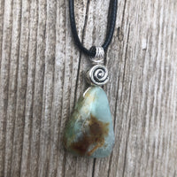 Chrysoprase for Truth, Hope and Peace. Swirl to Signify Consciousness. 18 Inch Cable Included.