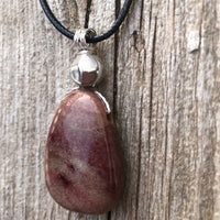 Piemontite Necklace for Joy and Spiritual Growth. Pewter Accent.