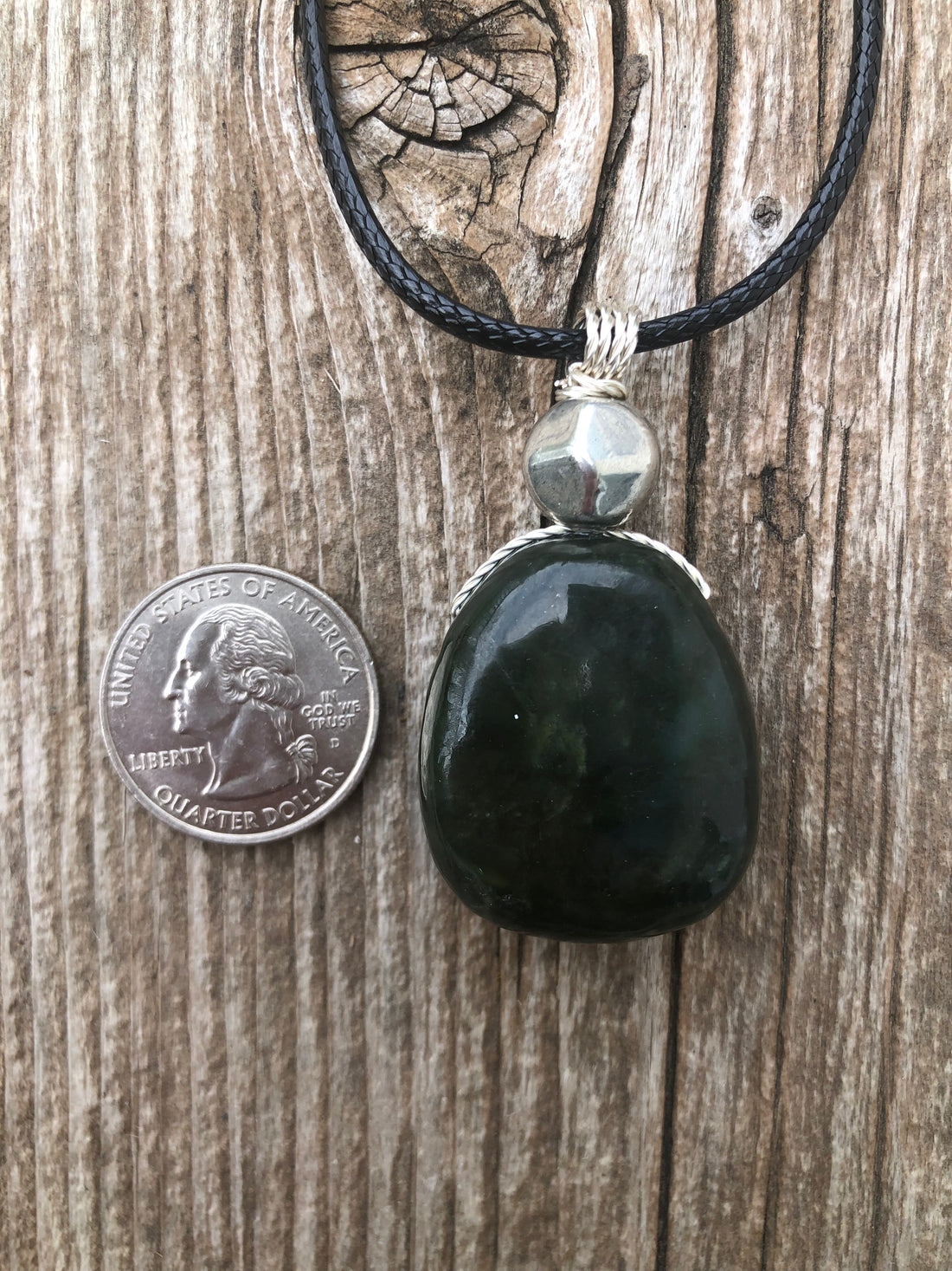 Nephrite Jade For Protection, Self-Confidence and Awareness. Pewter Accent Piece.