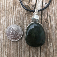 Nephrite Jade For Protection, Self-Confidence and Awareness. Pewter Accent Piece.