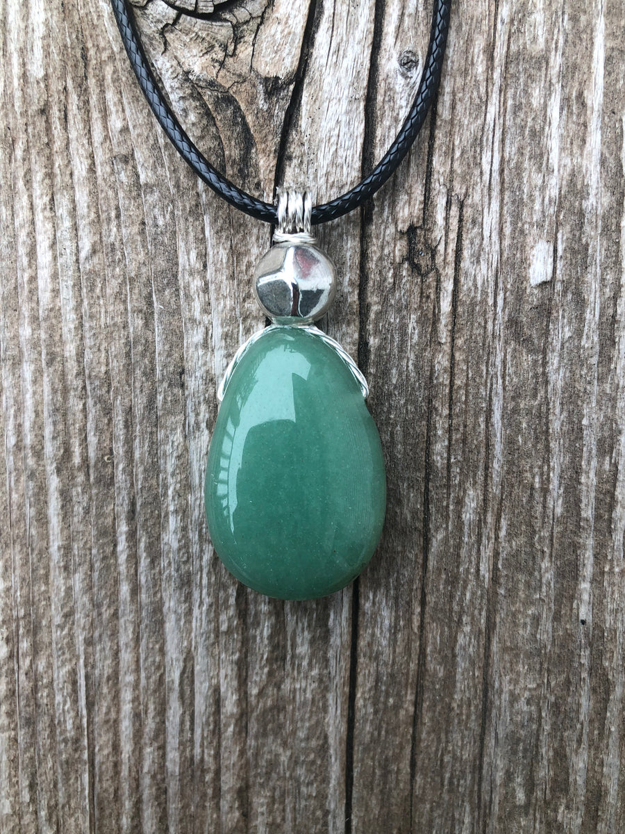 Green Aventurine Necklace for Luck and Joy. Pewter Accent.