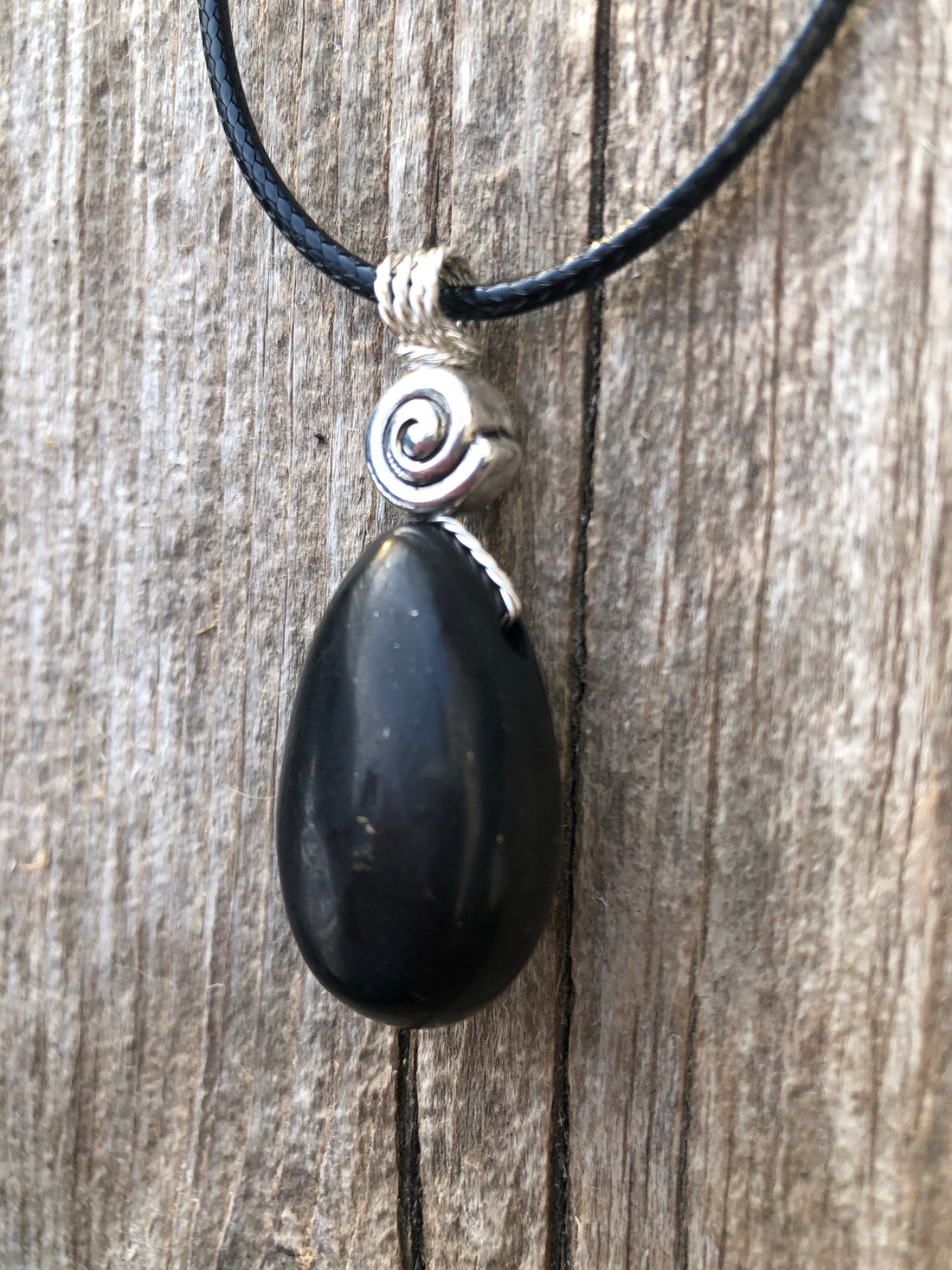 Shungite Necklace for Protection. Swirl Signifies Consciousness