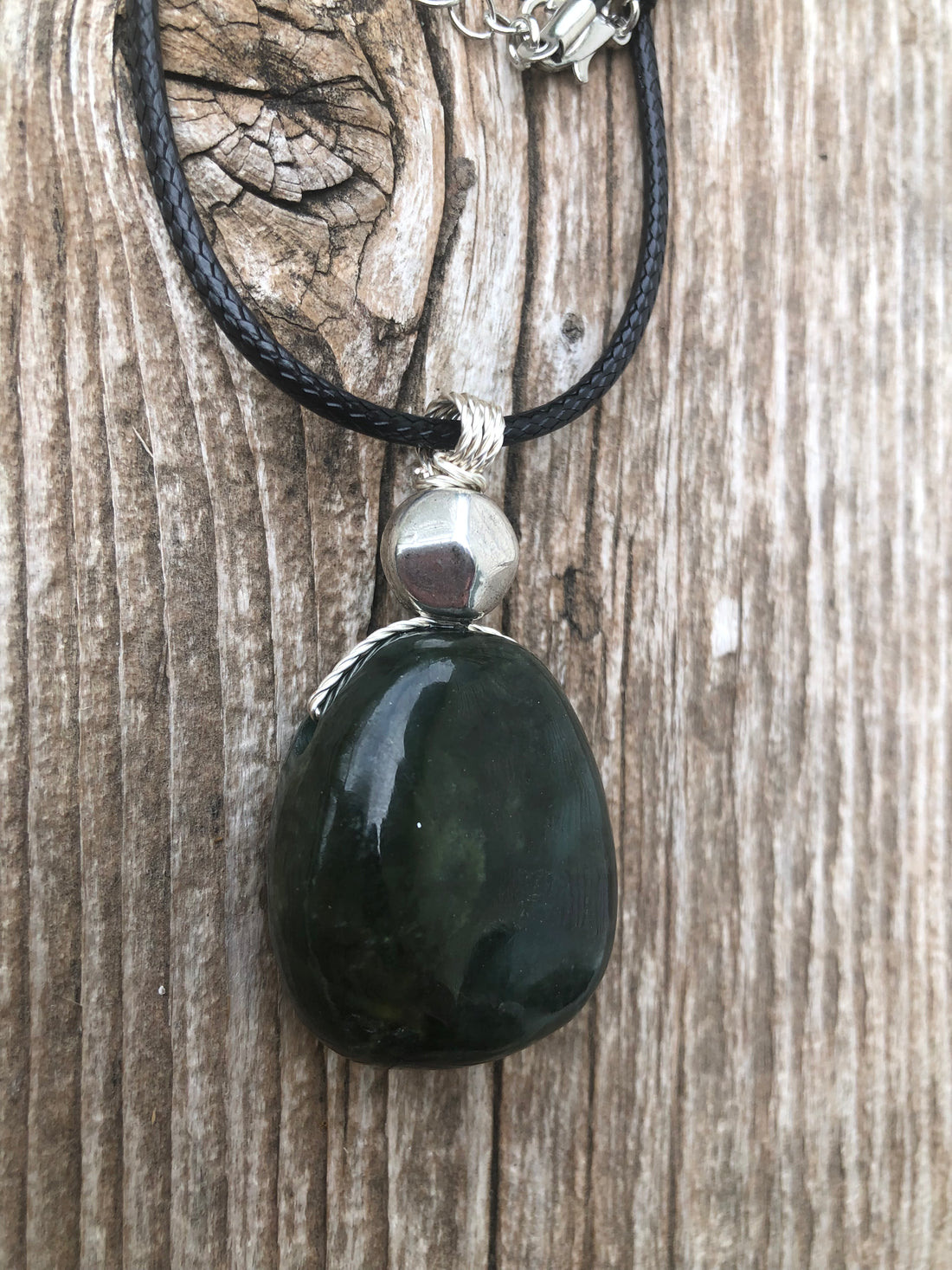 Nephrite Jade For Protection, Self-Confidence and Awareness. Pewter Accent Piece.