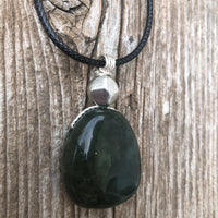 Nephrite Jade For Protection, Self-Confidence and Awareness. Pewter Accent Piece.