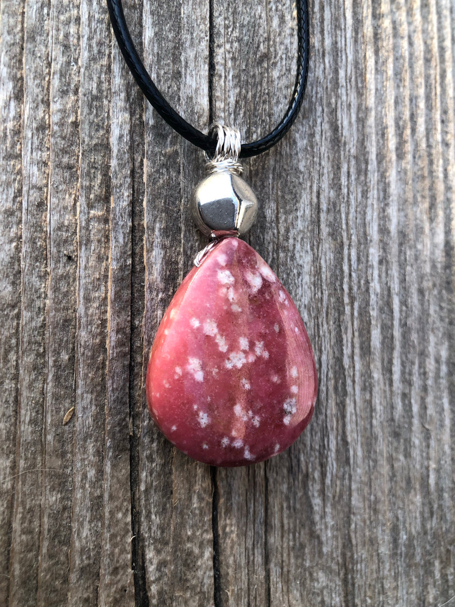 Thulite for Regeneration & Love. Pewter Accent.