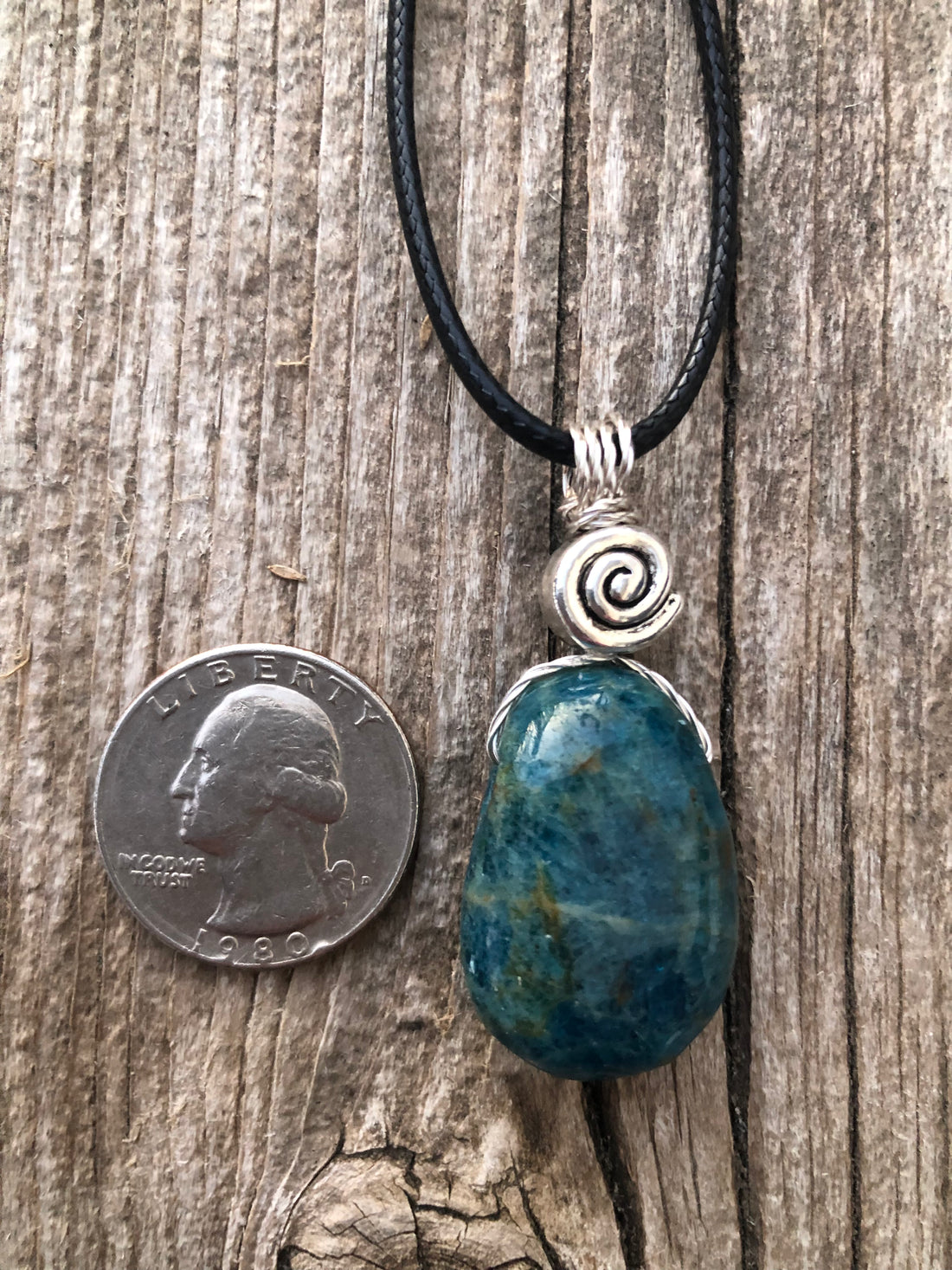 Apatite Necklace for Stability and Manifestation. Swirl to Signify Consciousness.