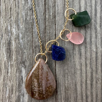 Stone Necklace with Indian Agate, Sodalite, Cherry Quartz and Canadian Jade