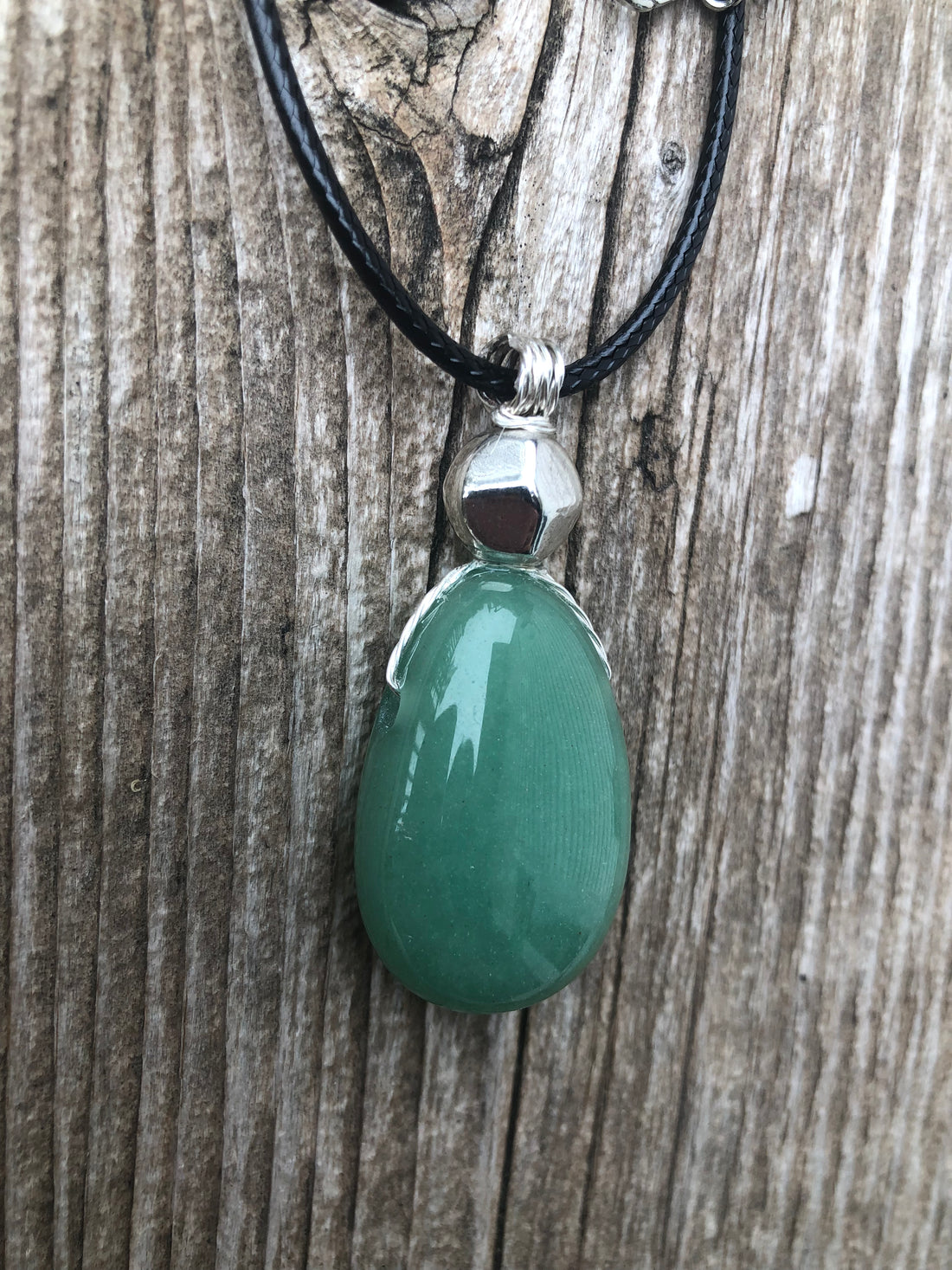 Green Aventurine Necklace for Luck and Joy. Pewter Accent.