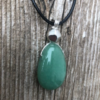 Green Aventurine Necklace for Luck and Joy. Pewter Accent.