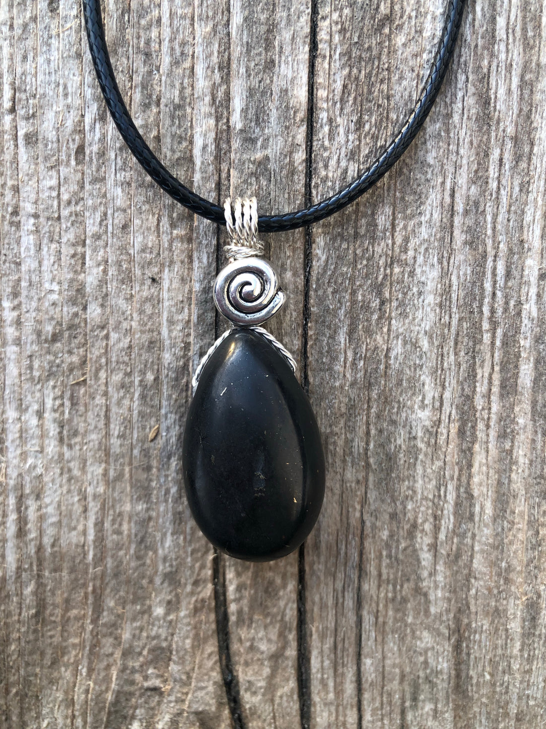 Shungite Necklace for Protection. Swirl Signifies Consciousness