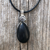 Shungite Necklace for Protection. Swirl Signifies Consciousness