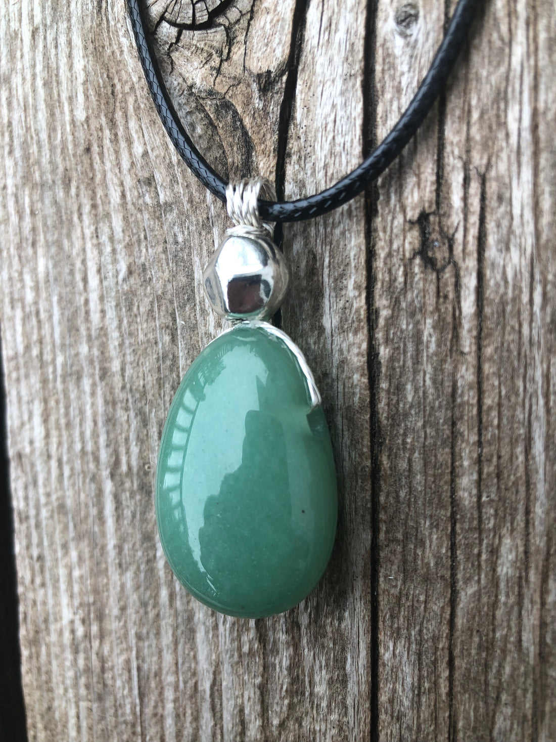 Green Aventurine Necklace for Luck and Joy. Pewter Accent.